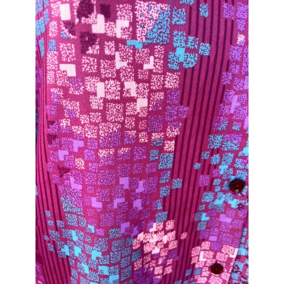 Vintage 1970s Womens Blouse Pink Purple Abstract Print - Picture 6 of 14